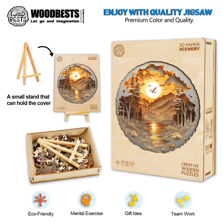 3D Paper Scenery Wooden Jigsaw Puzzle