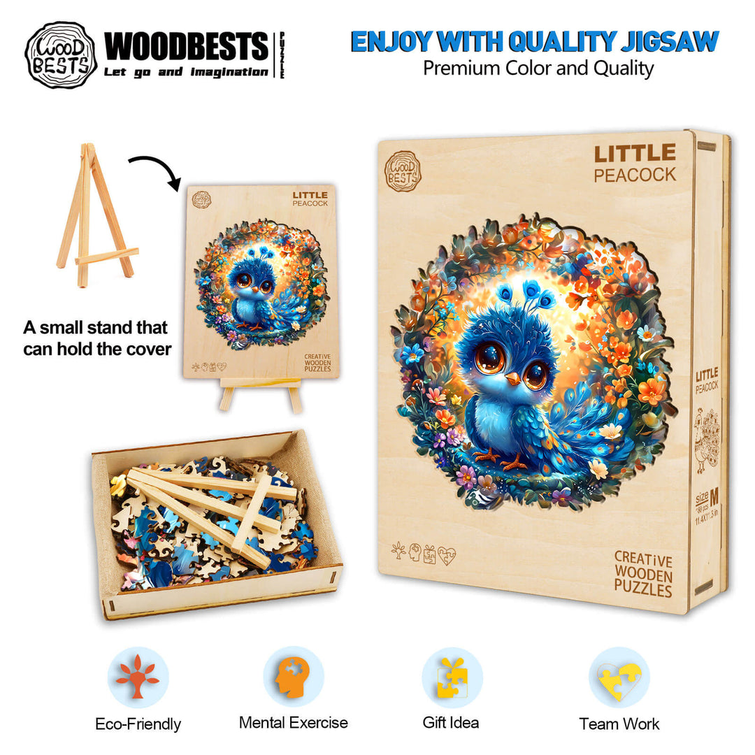 Little Peacock Wooden Jigsaw Puzzle