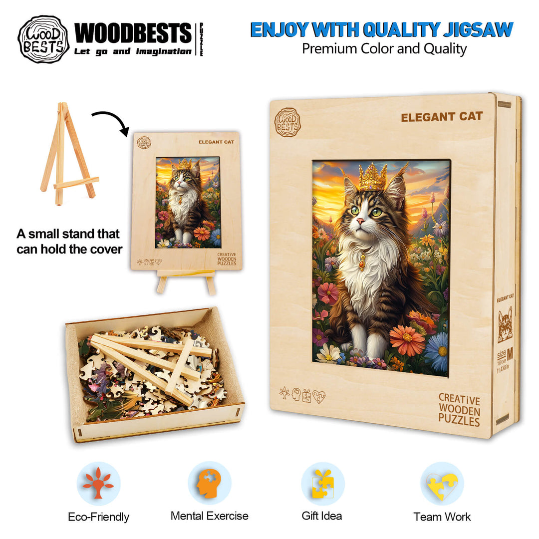 Elegant Cat Wooden Jigsaw Puzzle