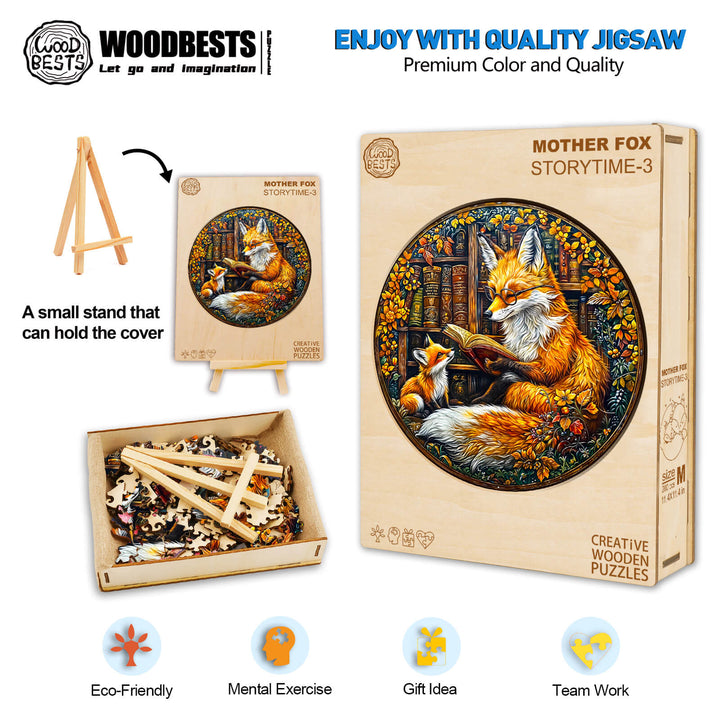 Mother Fox Storytime-3 Wooden Jigsaw Puzzle