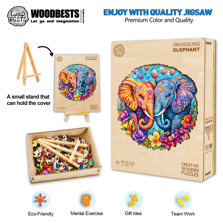 Snuggling Elephant Wooden Jigsaw Puzzle