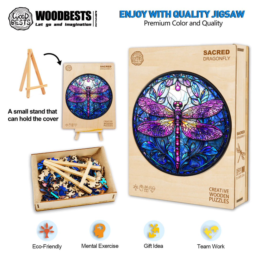 Sacred Dragonfly Wooden Jigsaw Puzzle - By Woodbests