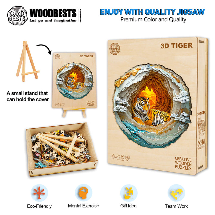 3D Tiger Wooden Jigsaw Puzzle