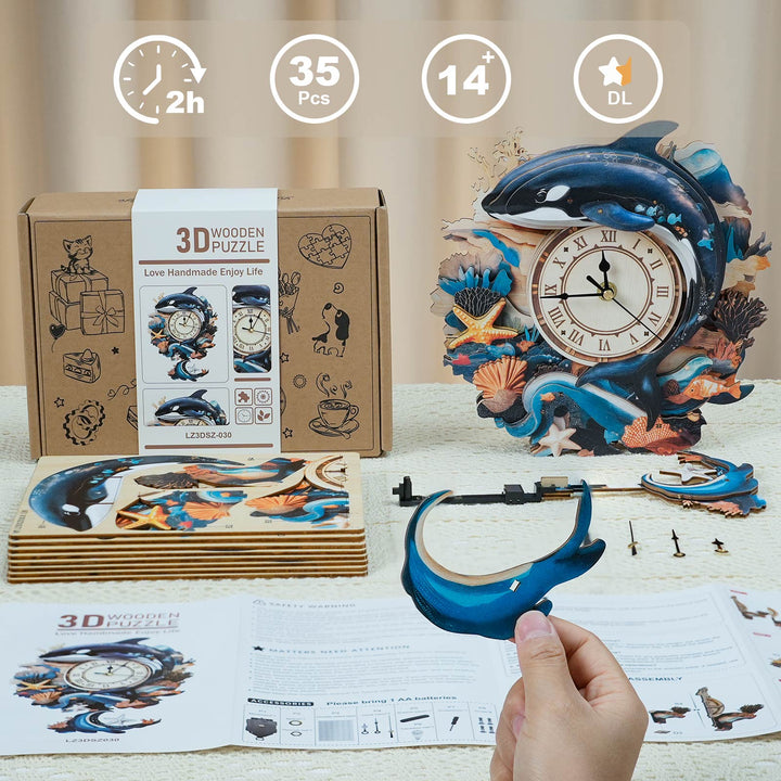 Killer Whale – DIY Wooden Clock, 3D Puzzle Craft Kit