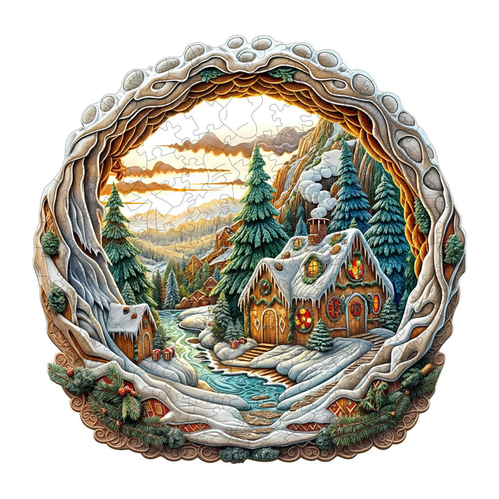 3D Christmas House-2 Wooden Jigsaw Puzzle