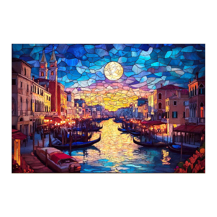 Stained Glass Starry Night Wooden Jigsaw Puzzle - Woodbests