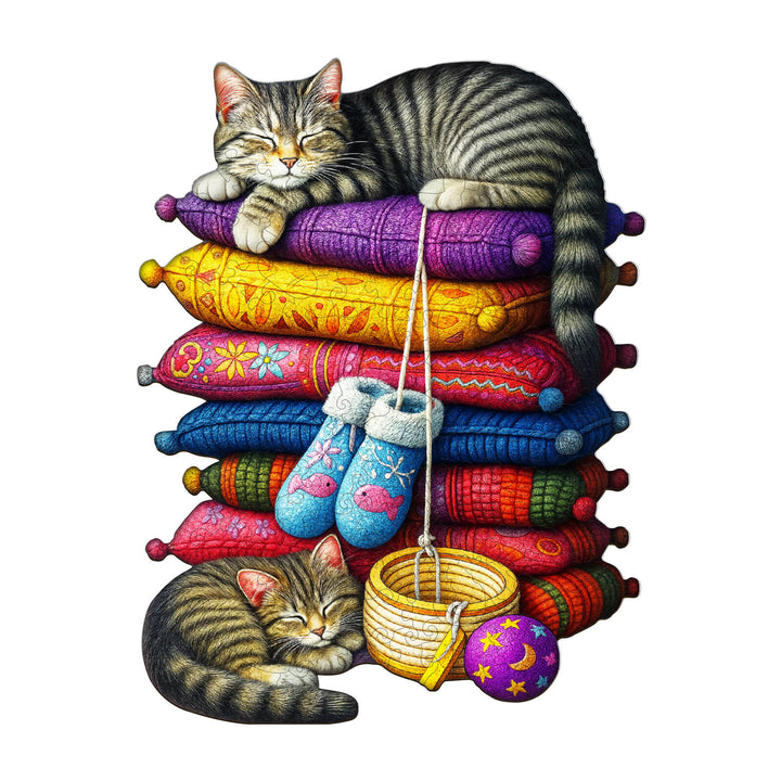 pillow kitten Wooden Jigsaw Puzzle