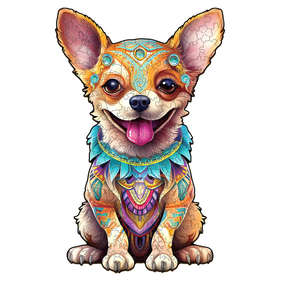 Happy Chihuahua Wooden Jigsaw Puzzle-Woodbests