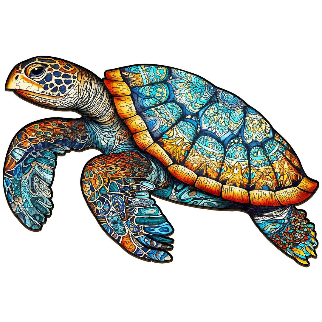 Mysterious Sea Turtle Wooden Jigsaw Puzzle-Woodbests
