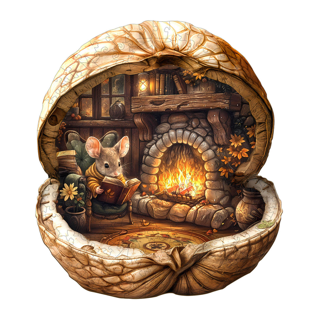 mouse's walnut house Wooden Jigsaw Puzzle