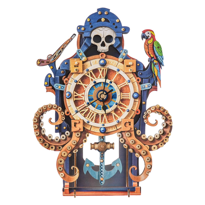 Octopus Sea Monster  – DIY Wooden Clock, 3D Puzzle Craft Kit