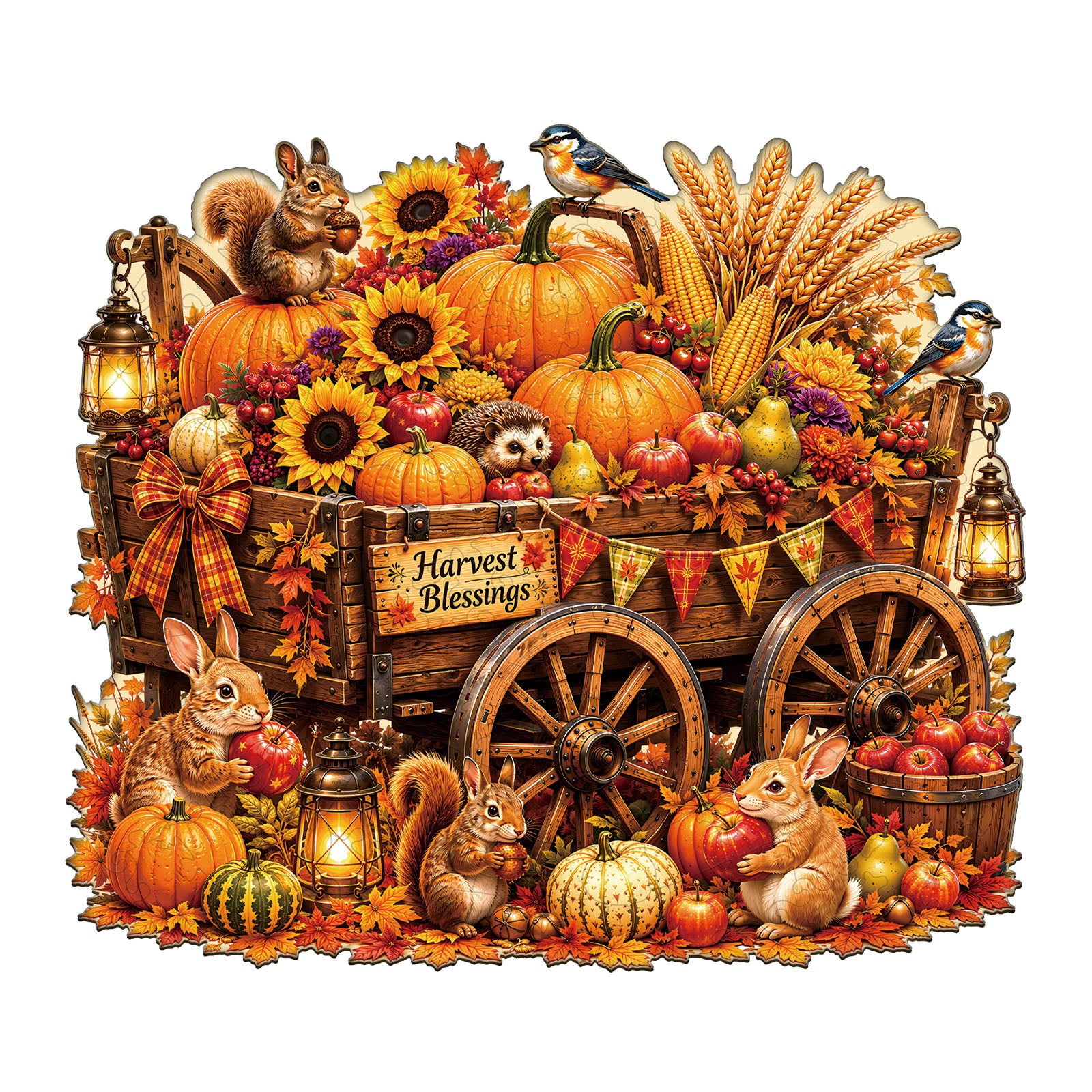 Harvest Wagon Wooden Jigsaw Puzzle