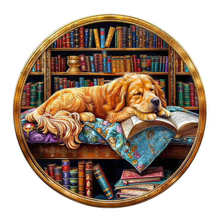 Book's Golden Retriever Wooden Jigsaw Puzzle - Woodbests