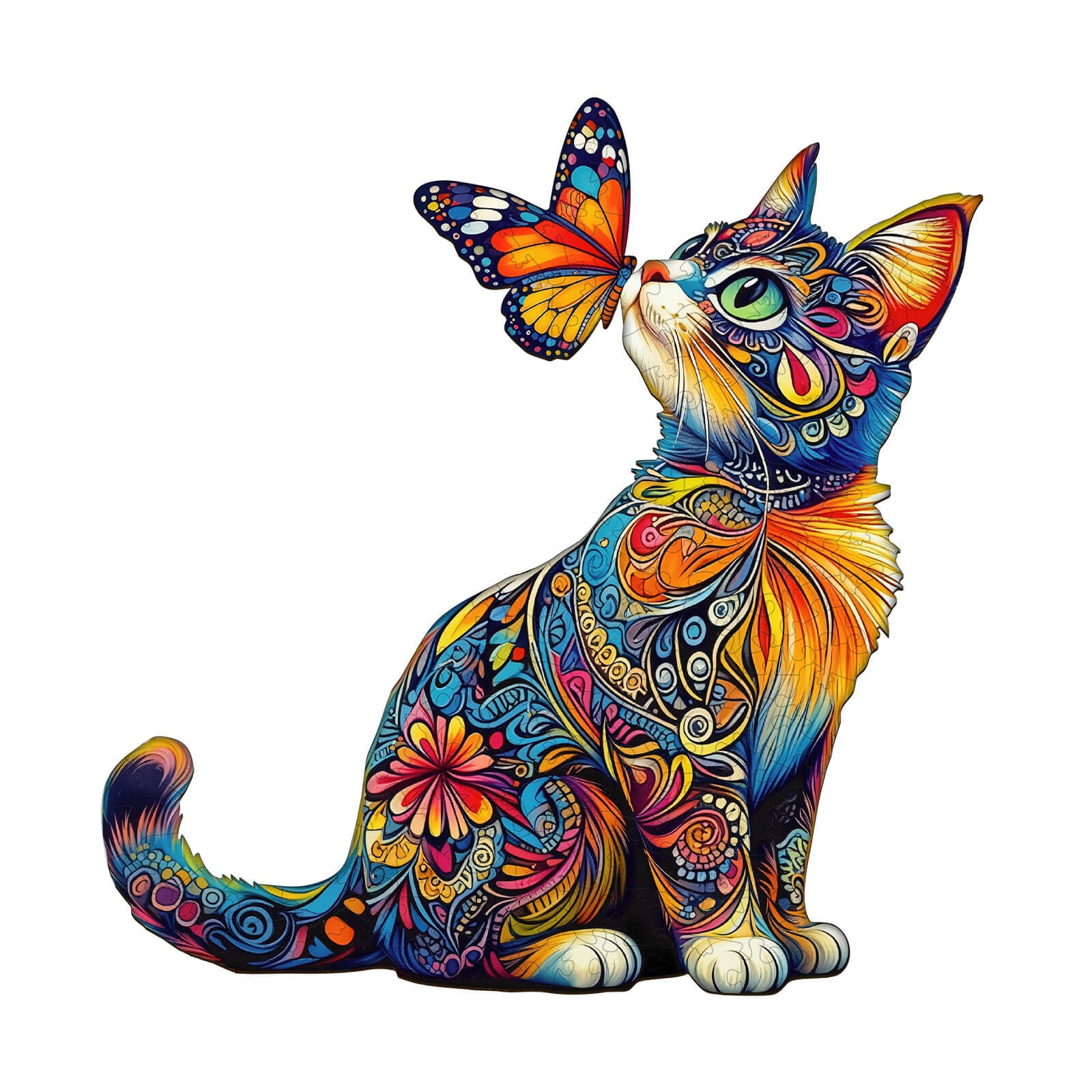 Butterfly and Cat Wooden Jigsaw Puzzle