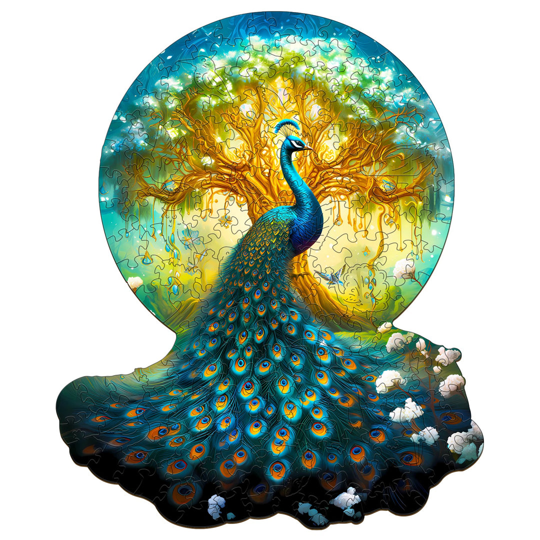 Noble Peacock-1 Wooden Jigsaw Puzzle-Woodbests