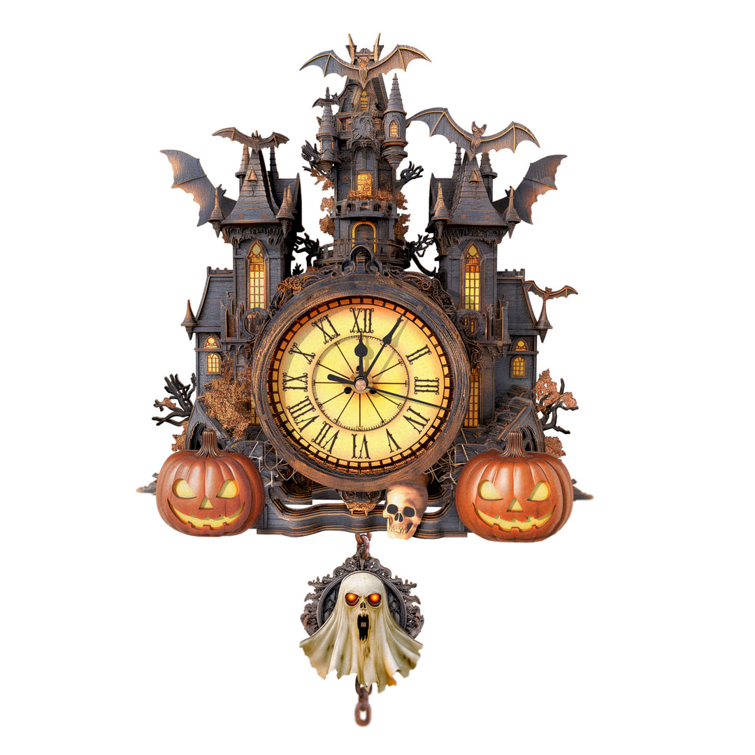 Halloween Cottage– DIY Wooden Clock, 3D Puzzle Craft Kit