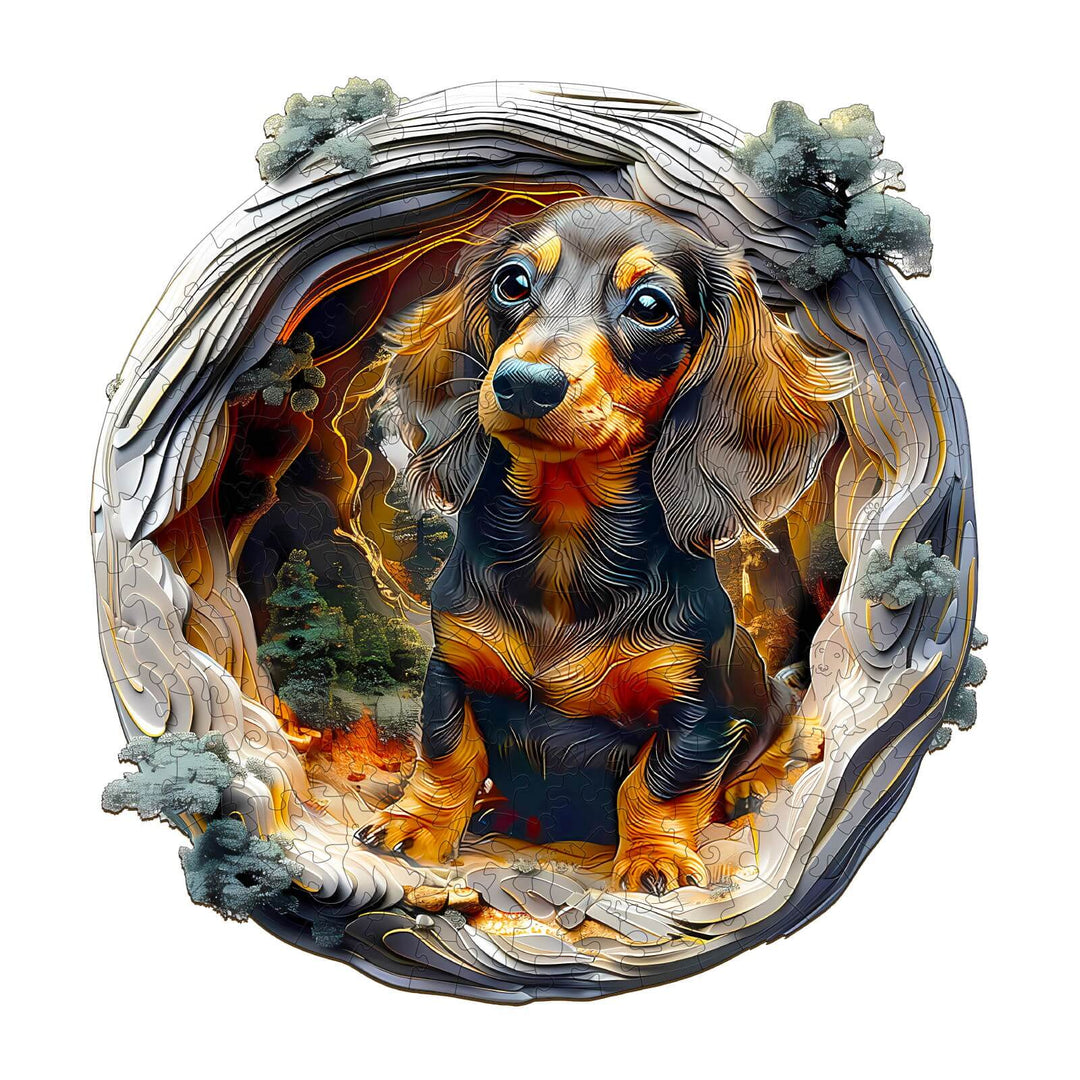 3D Dachshund-1 Wooden Jigsaw Puzzle