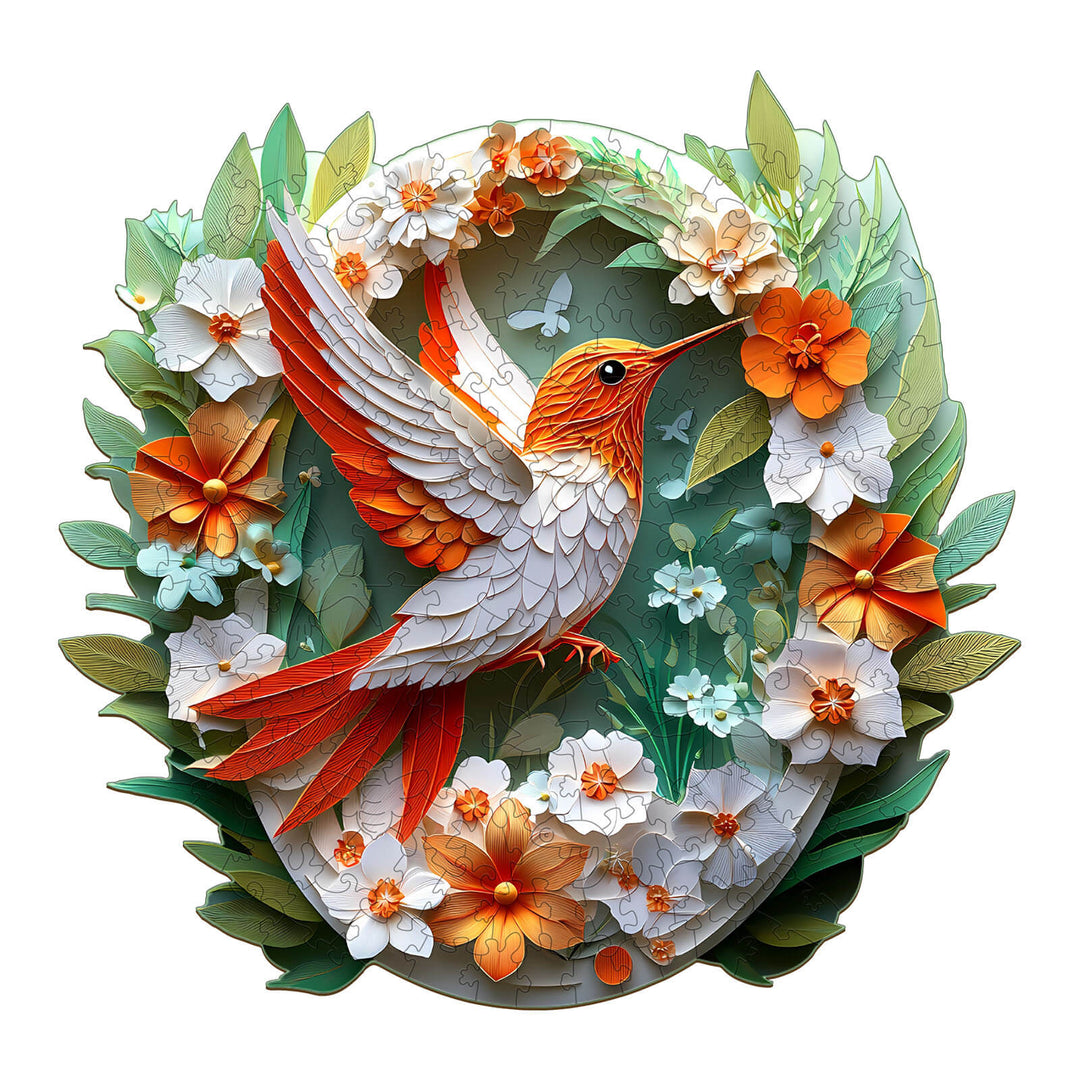 3D Colored Paper Carving Hummingbird Wooden Jigsaw Puzzle