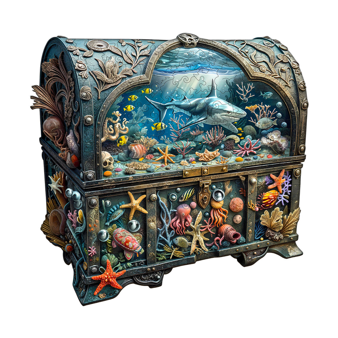 3D Treasure Chest Ocean-2 Wooden Jigsaw Puzzle