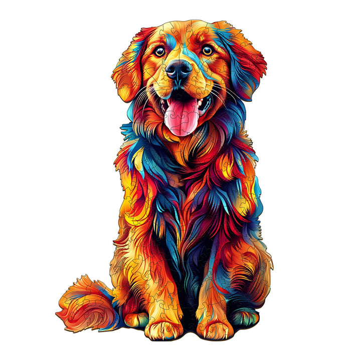 Colorful Golden Retriever Wooden Jigsaw Puzzle