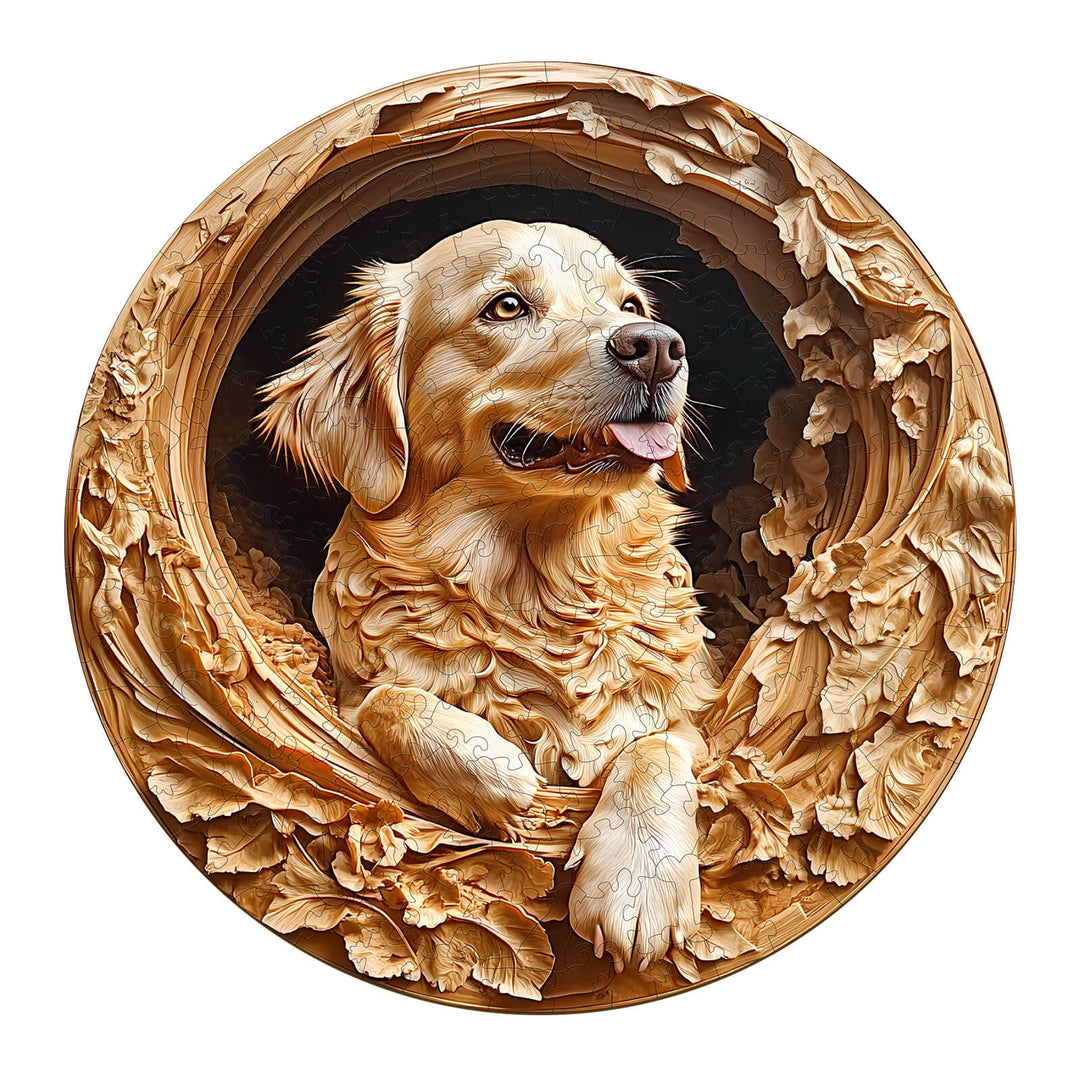 3D Golden Retriever-1 Wooden Jigsaw Puzzle - By Woodbests