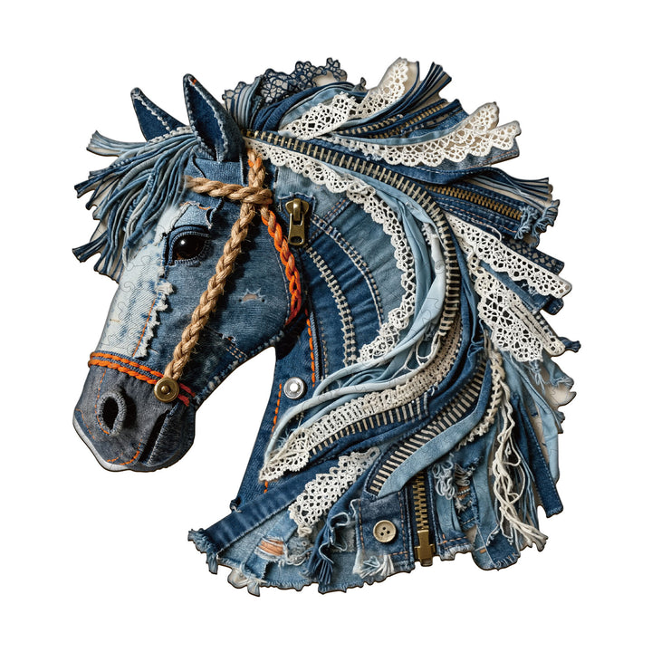 Denim Horse Wooden Jigsaw Puzzle