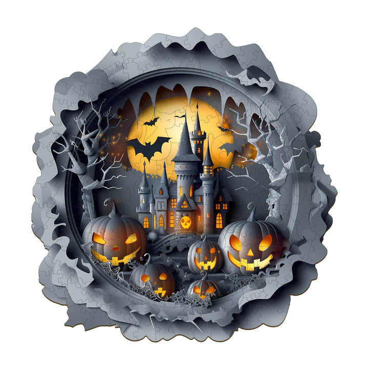 3D Halloween Castle-1 Wooden Jigsaw Puzzle