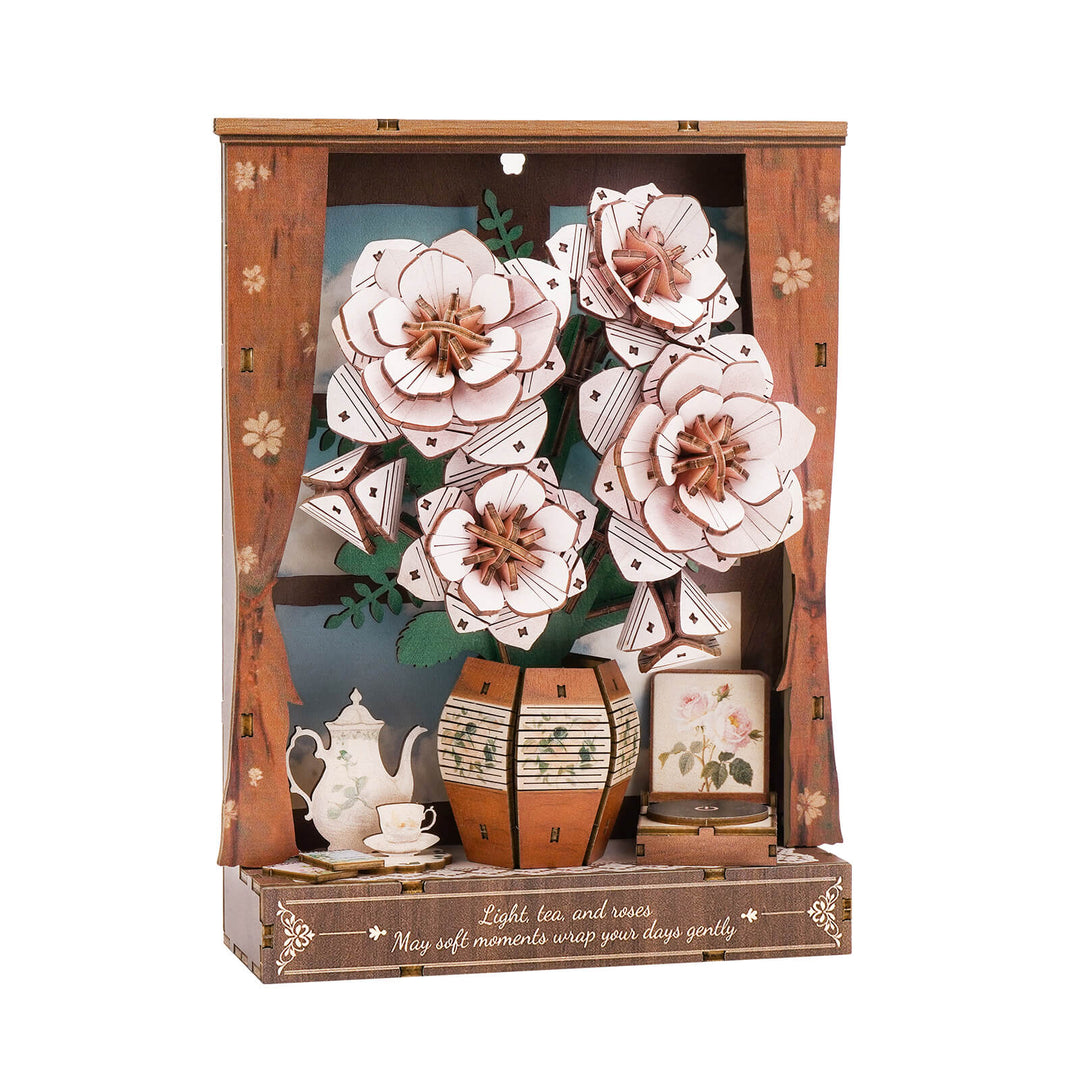 Crimson Rose Whispers– DIY Wooden Painting, 3D Puzzle Craft Kit