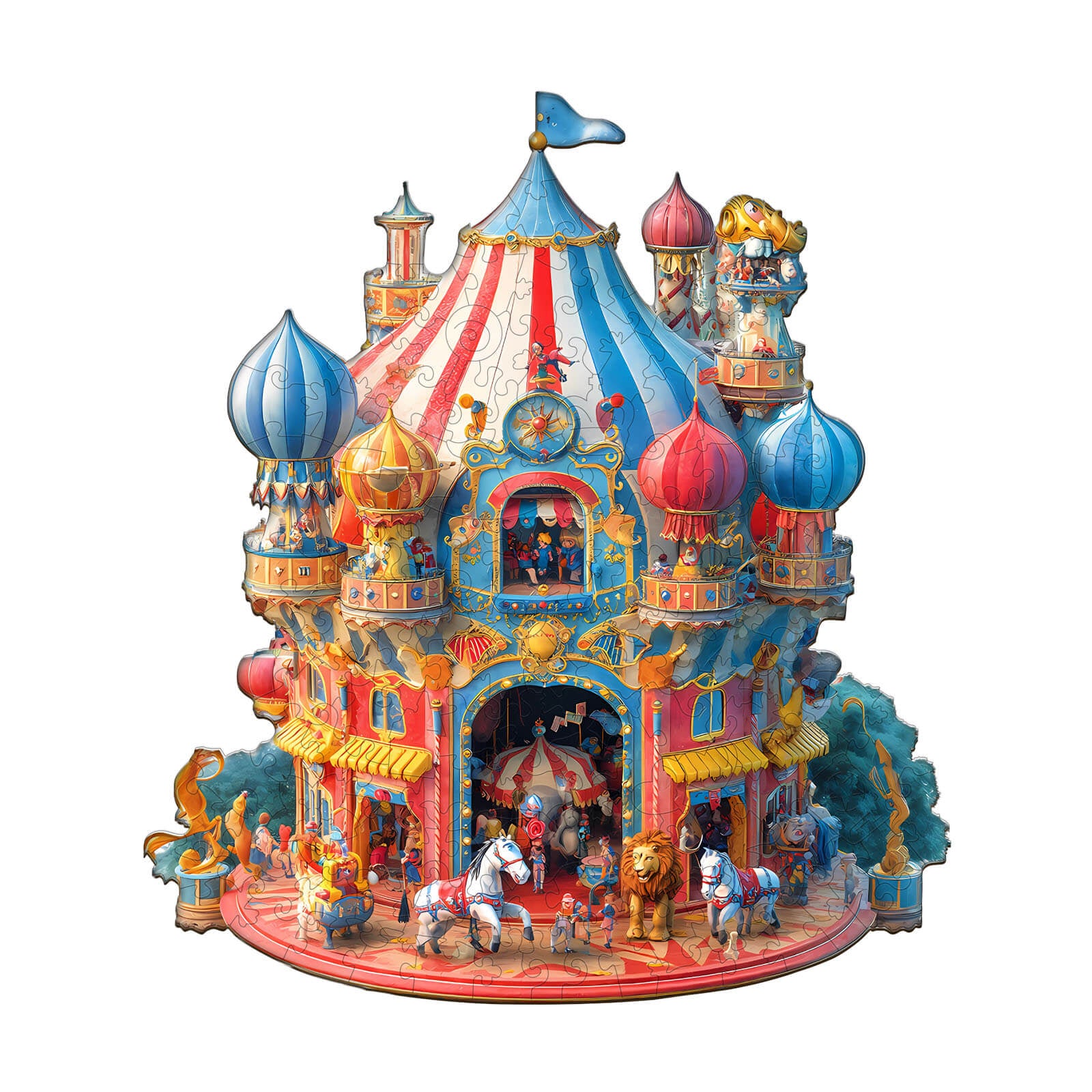 Buntes Zirkus-Holzpuzzle