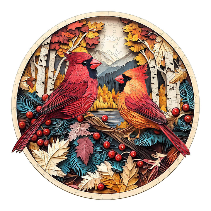 Autumn Cardinal Wooden Jigsaw Puzzle