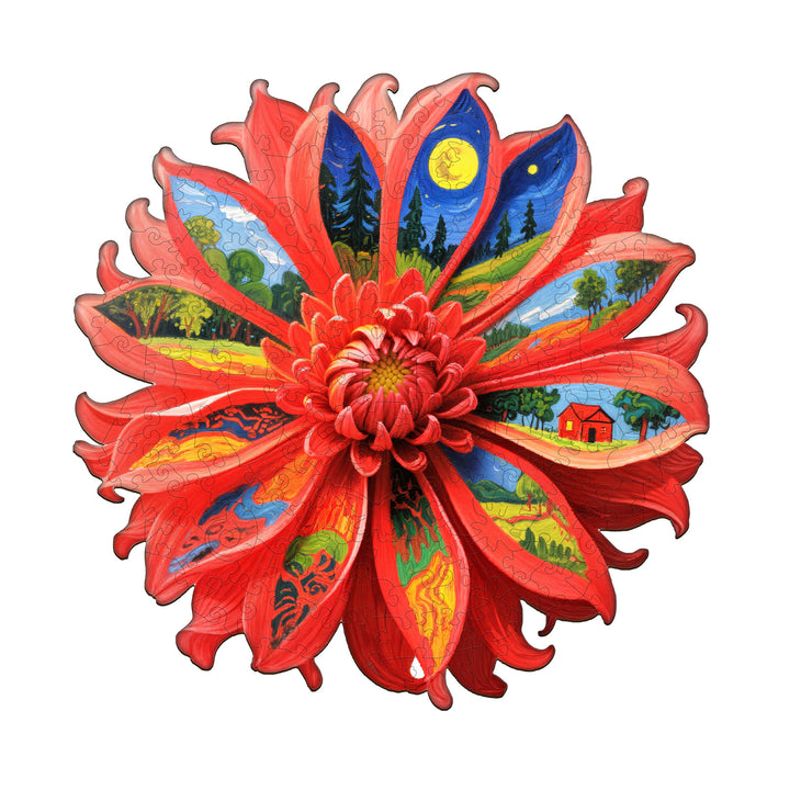 Oil On Chrysanthemum Wooden Jigsaw Puzzle