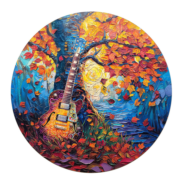 Autumn Guitar Wooden Jigsaw Puzzle - Woodbests