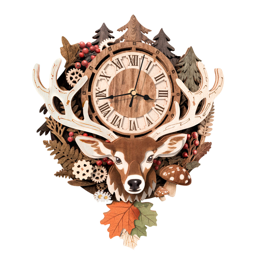 Reindeer– DIY Wooden Clock, 3D Puzzle Craft Kit