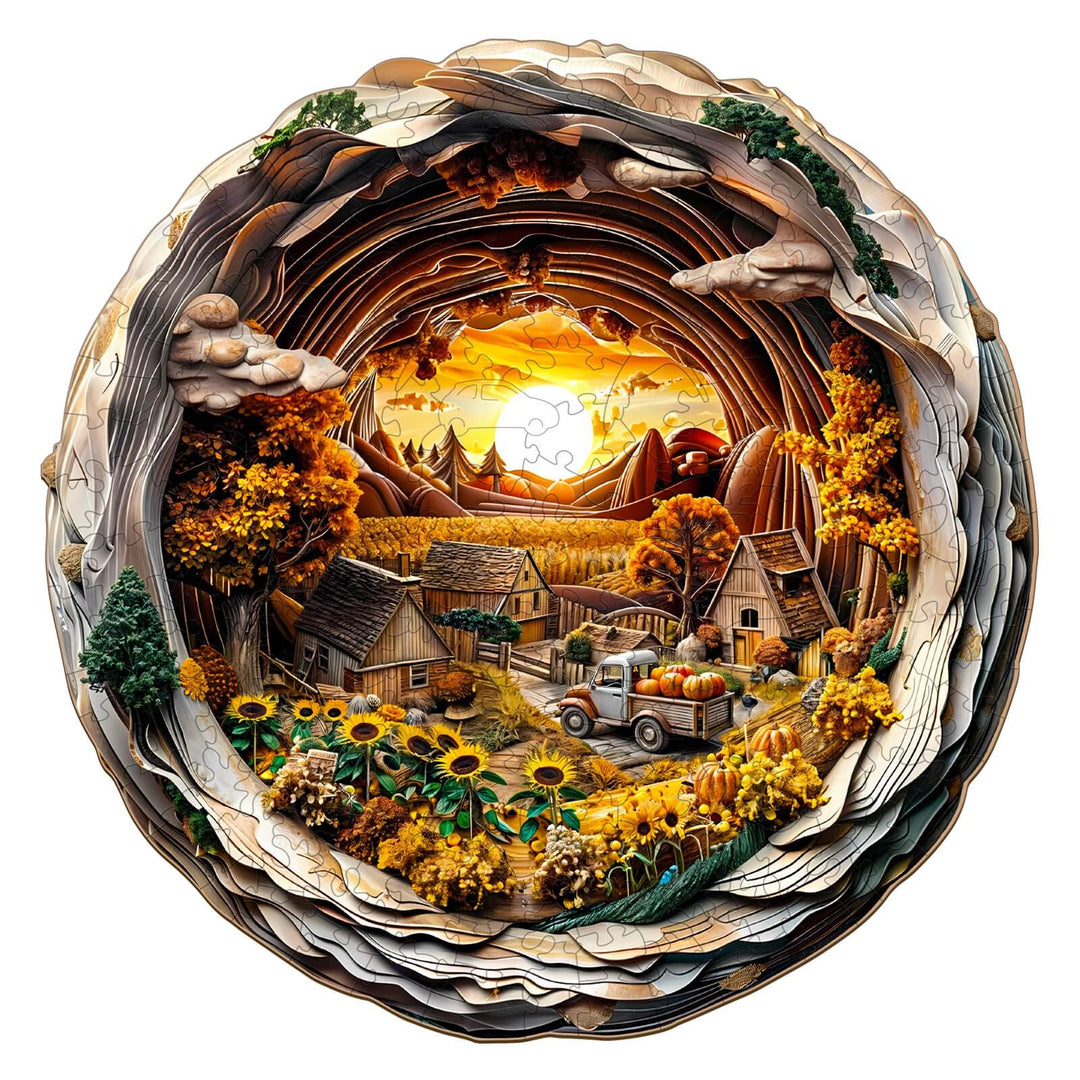 3D Autumn Farm-1 Wooden Jigsaw Puzzle