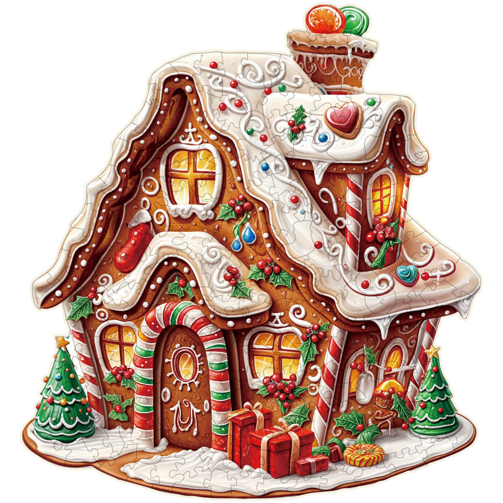 Christmas Gingerbread House-2 Wooden Jigsaw Puzzle - Woodbests