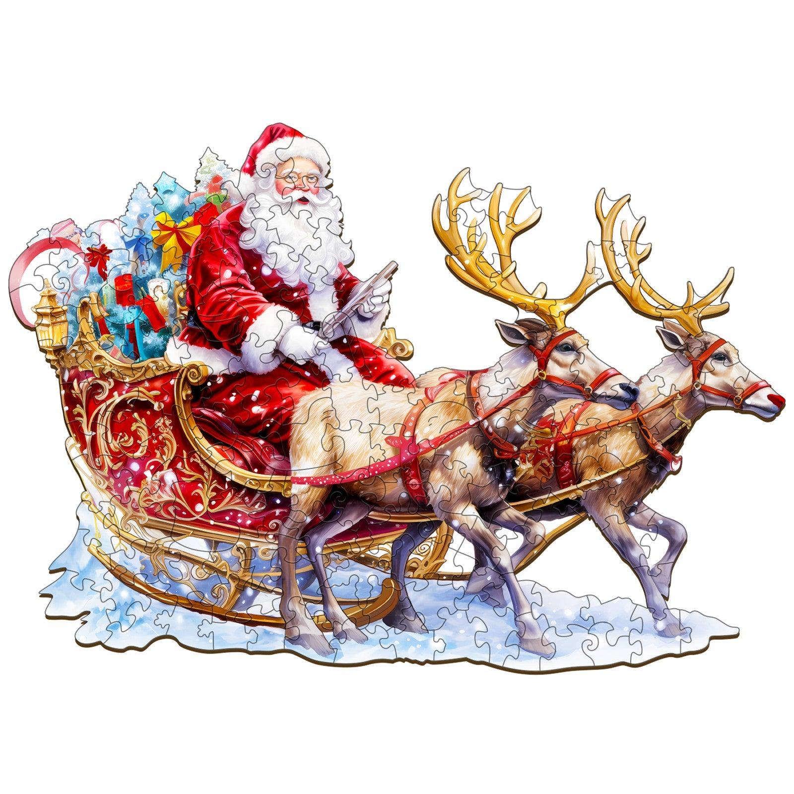 Santa and Rudolph Wooden Jigsaw Puzzle-Woodbests