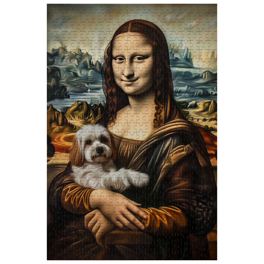 Mona Lisa and Puppy 500 / 1000 Piece Puzzle