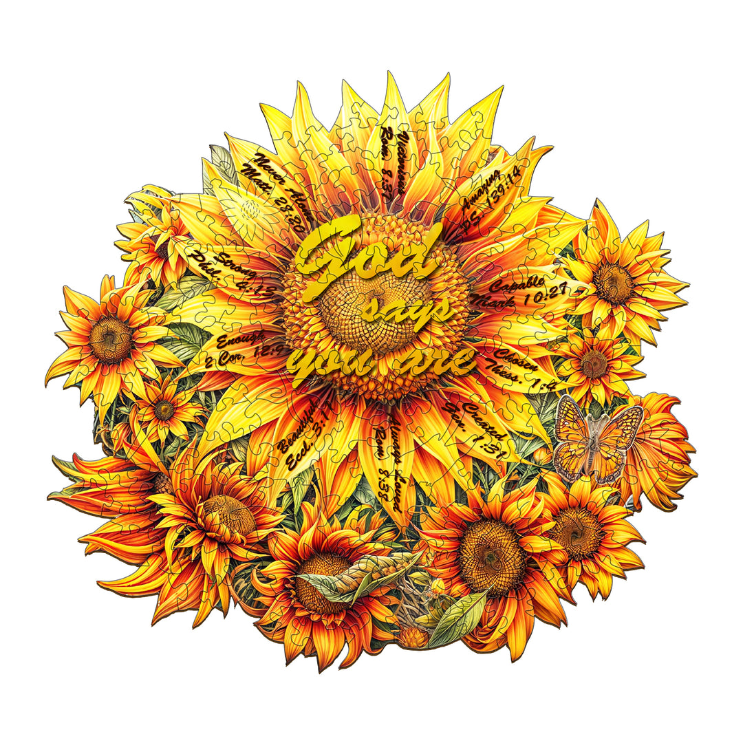 God's sunflower Wooden Jigsaw Puzzle-Woodbests