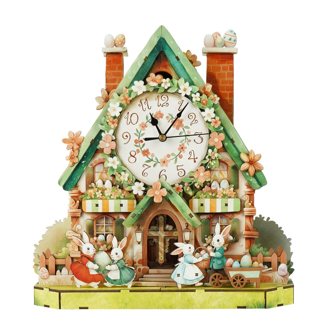Easter Egg Hut– DIY Wooden Clock, 3D Puzzle Craft Kit