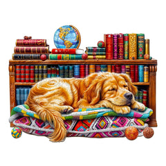 Sleeping Golden Retriever Wooden Jigsaw Puzzle