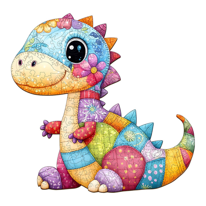 Patchwork Dinosaur Wooden Jigsaw Puzzle