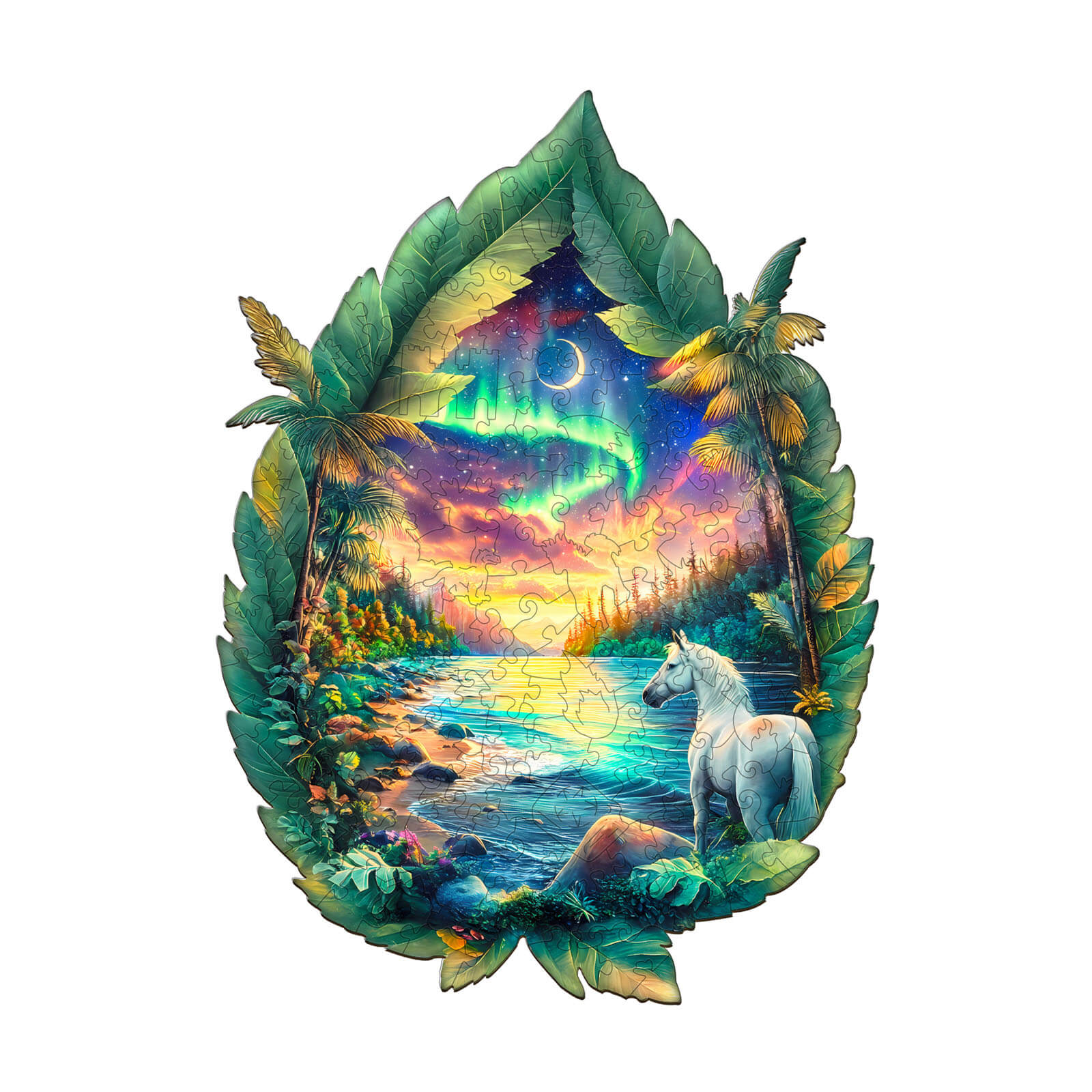Aurora Weißes Pferd Holzpuzzle