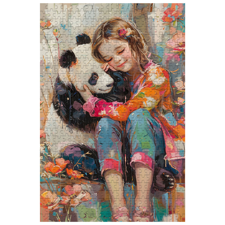 Panda und Mädchen 500/1000 Teile Puzzle