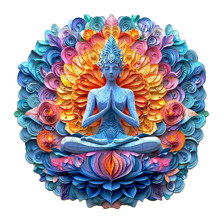 Yoga and mandala Wooden Jigsaw Puzzle