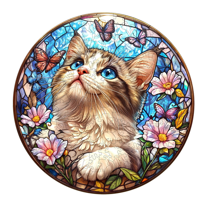 Ragdoll and Butterfly  Wooden Jigsaw Puzzle