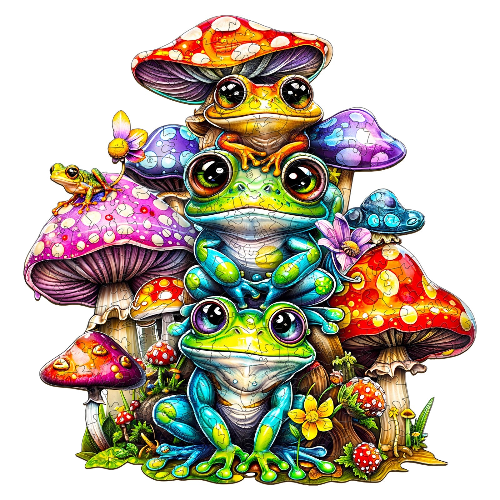 Woodbests frog family wooden puzzle woodbests
