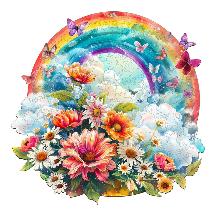 Rainbow and Flowers Wooden Jigsaw Puzzle