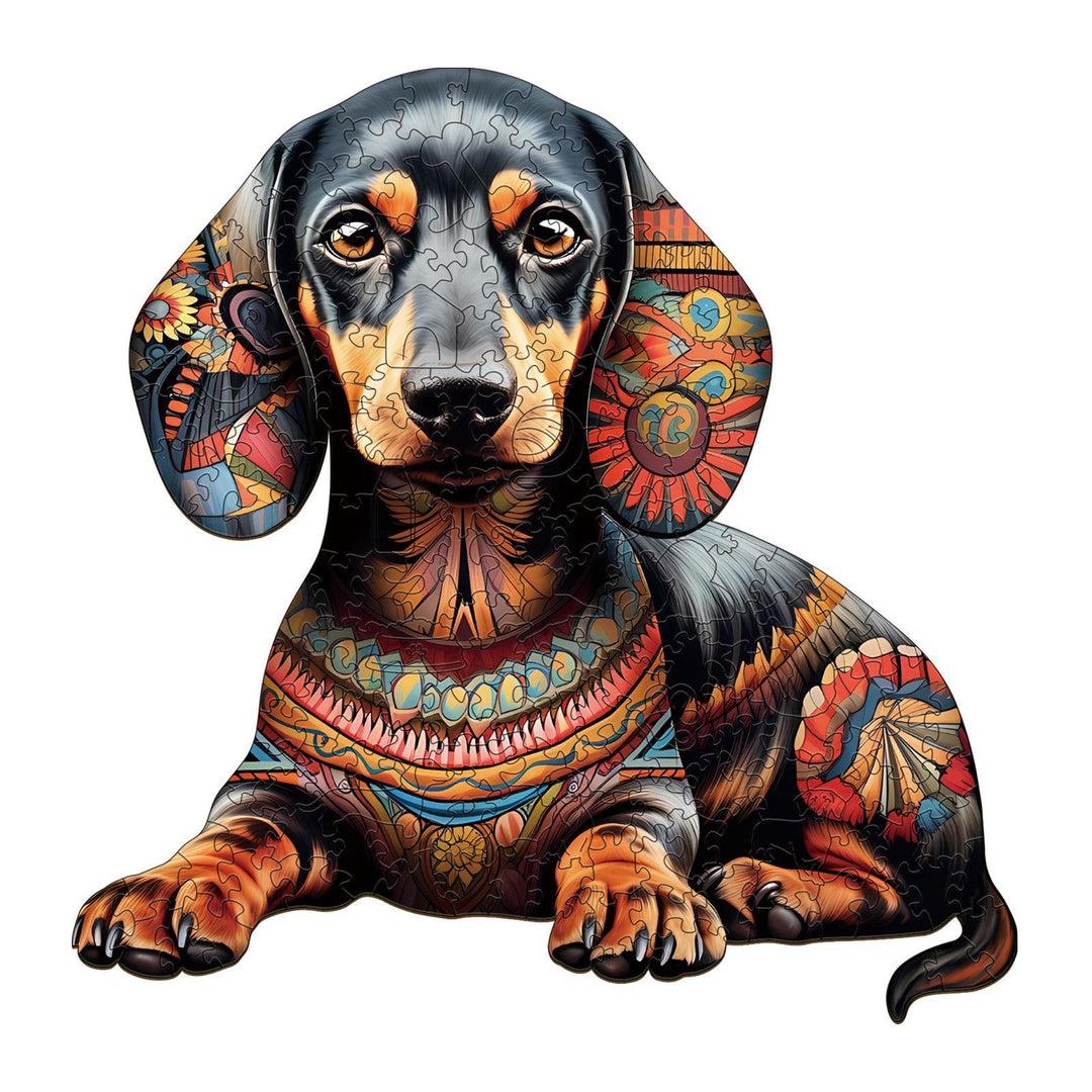 Clever Dachshund Wooden Jigsaw Puzzle-Woodbests