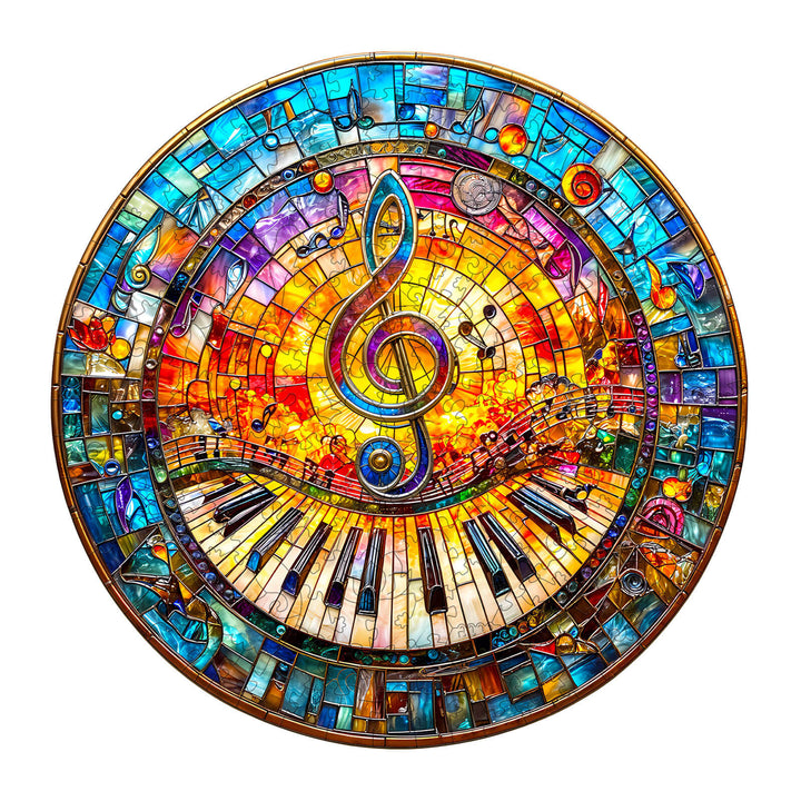 Stained Glass Music Wooden Jigsaw Puzzle