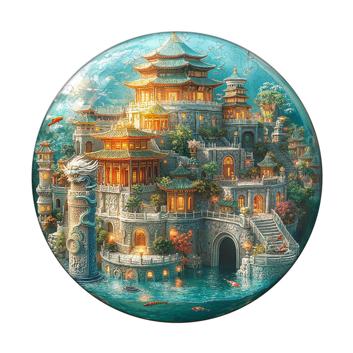 Puzzle en bois du Palais du Dragon Sous-Marin
